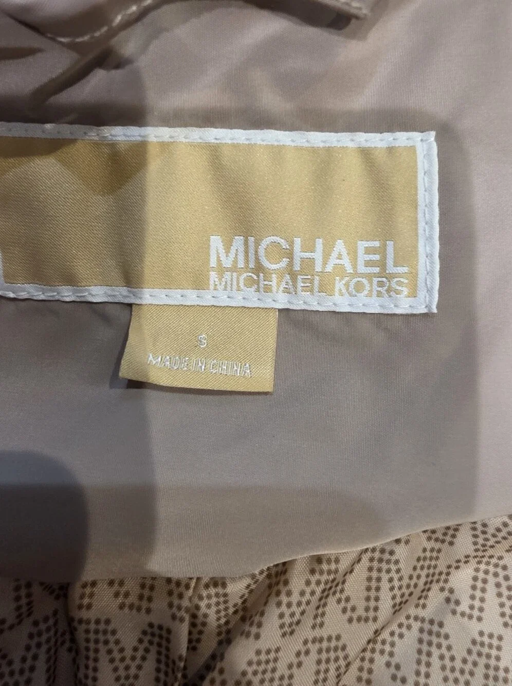 Michael Kors Quilted Puffer Jacket Women's Small Taupe Snap Zip Lightweight Coat